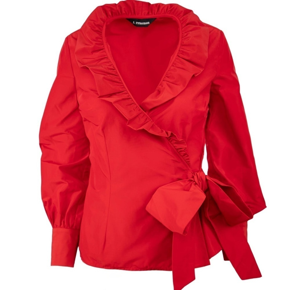 J.Peterman Flamenco Christmas Blouse Red Size 4